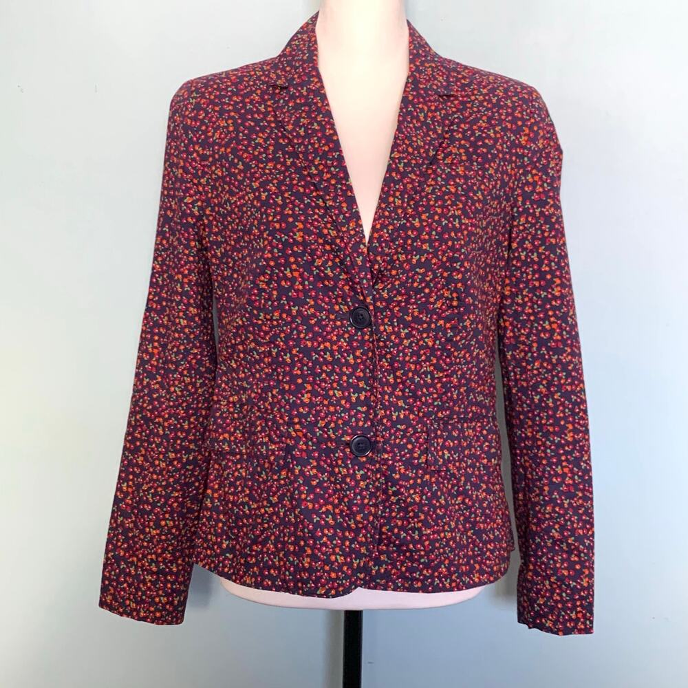 GAP Navy Blue Flower Print Boyfriend Blazer Size 4